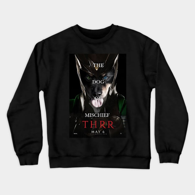 Dog of Mischief Crewneck Sweatshirt by ThirteenthFloor